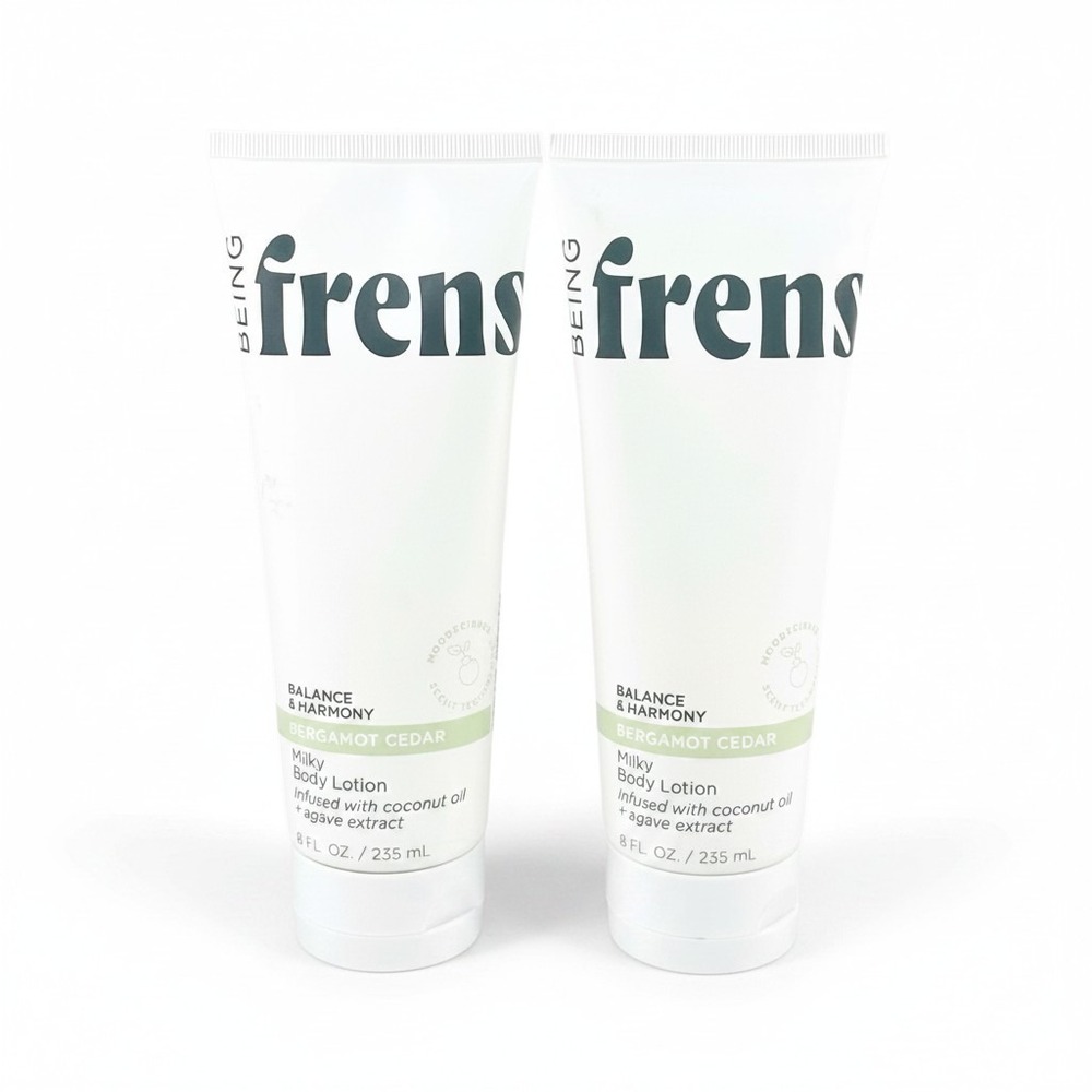 2x Being Frenshe Balance & Harmony Milky Body Lotion Bergamot Cedar 8 oz each